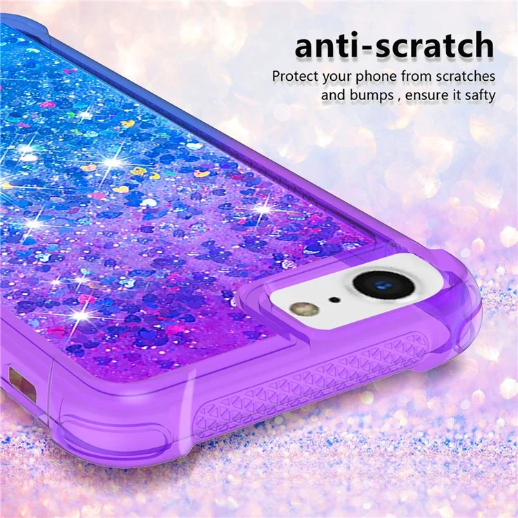 Para iPhone SE (2022)/SE (2020)/8/7 4.7 pulgadas YB Quicksand Series-3 Funda de teléfono con color degradado Floating Bling Quicksand TPU Funda de teléfono a prueba de golpes con flujo - Púrpura/Azul