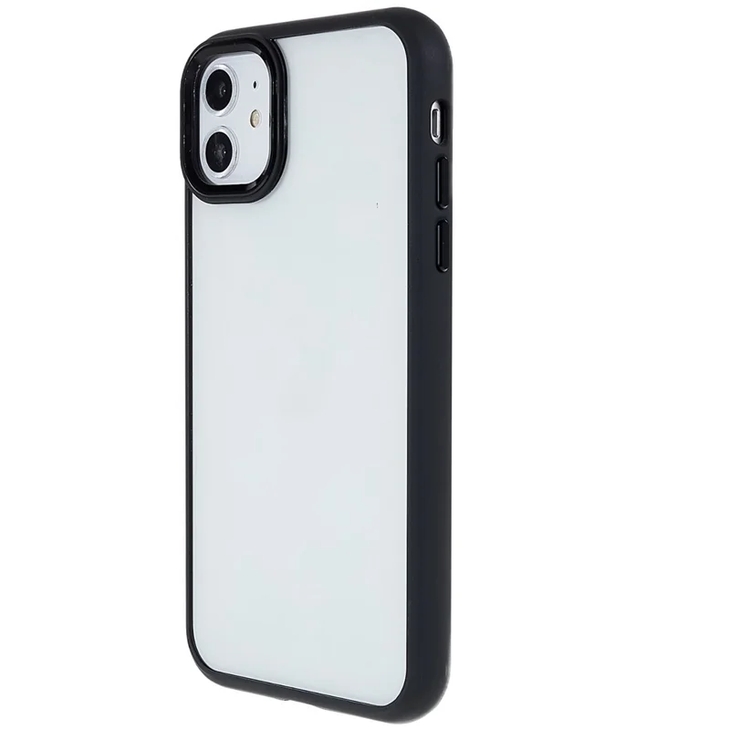 For iPhone 11 6.1 inch Wear-resistant Anti-fall Acrylic + TPU Cover Metal Camera Lens Frame Cell Phone Case - Black