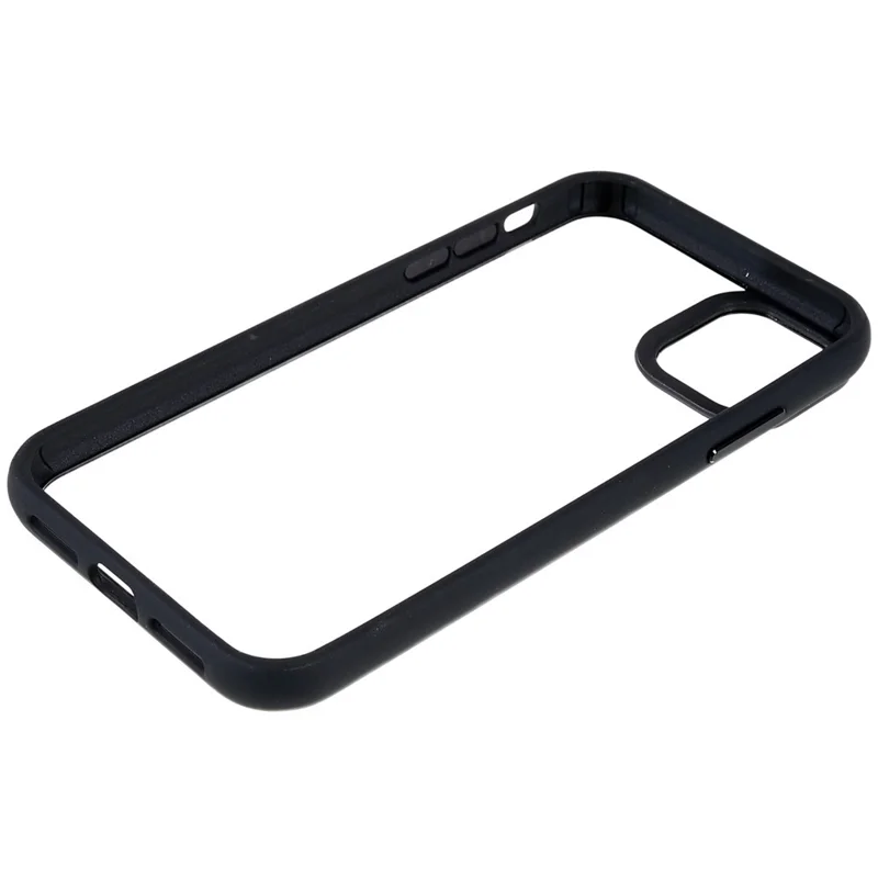 For iPhone 11 6.1 inch Wear-resistant Anti-fall Acrylic + TPU Cover Metal Camera Lens Frame Cell Phone Case - Black