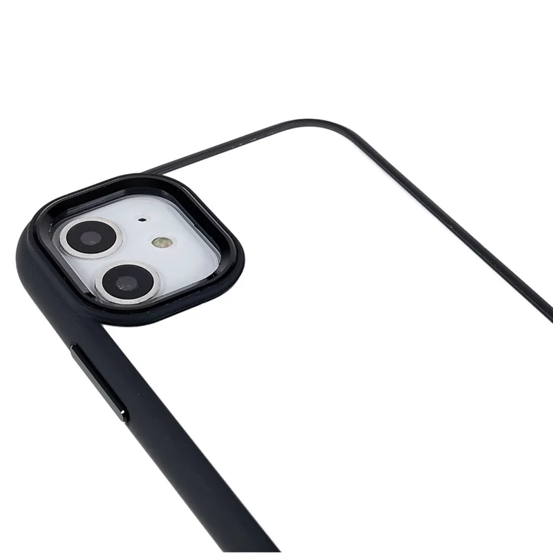 For iPhone 11 6.1 inch Wear-resistant Anti-fall Acrylic + TPU Cover Metal Camera Lens Frame Cell Phone Case - Black