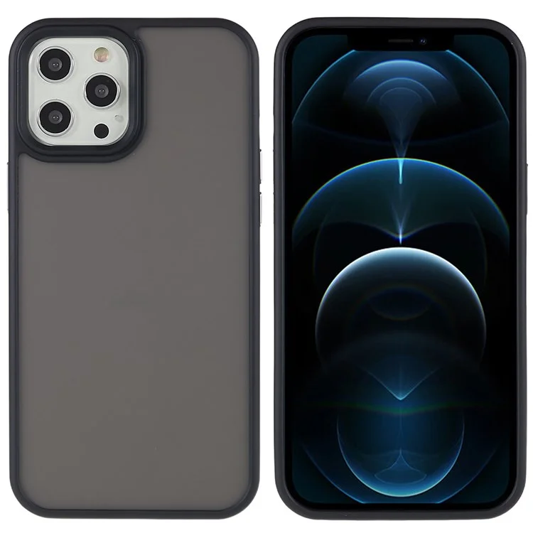 Для Iphone 12 Pro Max 6,7 Дюйма Soft-Touch Series PC + TPU Hybrid Phone Back Case Matte Protective Cover - Черный