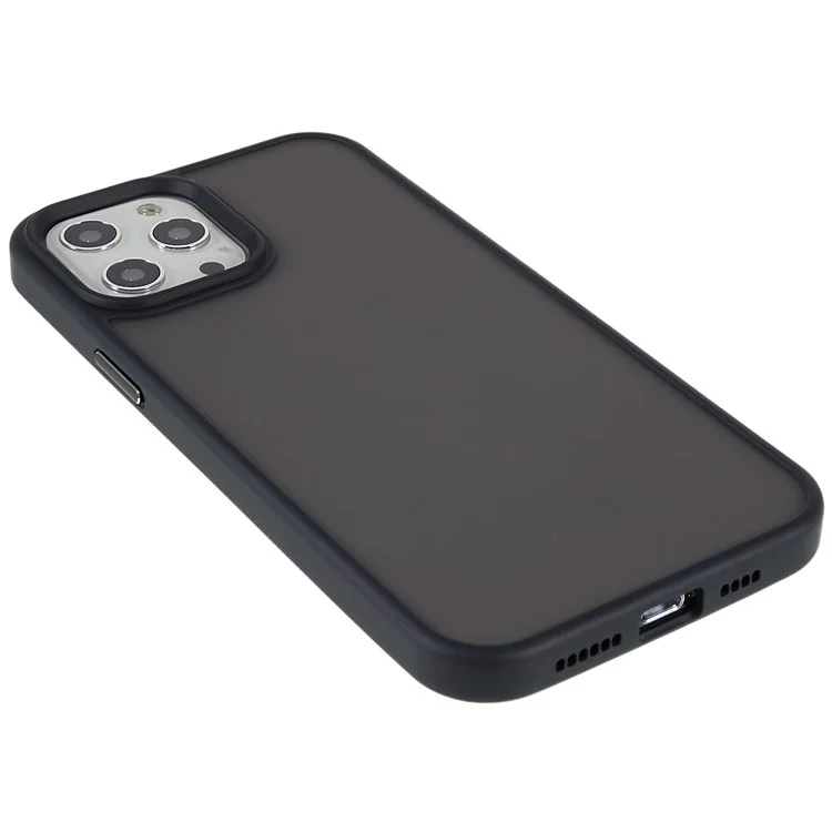 Для Iphone 12 Pro Max 6,7 Дюйма Soft-Touch Series PC + TPU Hybrid Phone Back Case Matte Protective Cover - Черный
