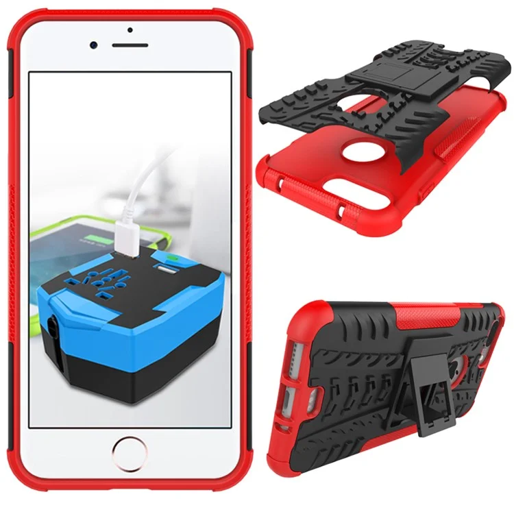 Cool Tyre Hybrid PC + Custodia TPU con Supporto per iPhone 8 Plus / 7 Plus 5.5 pollici - Rosso