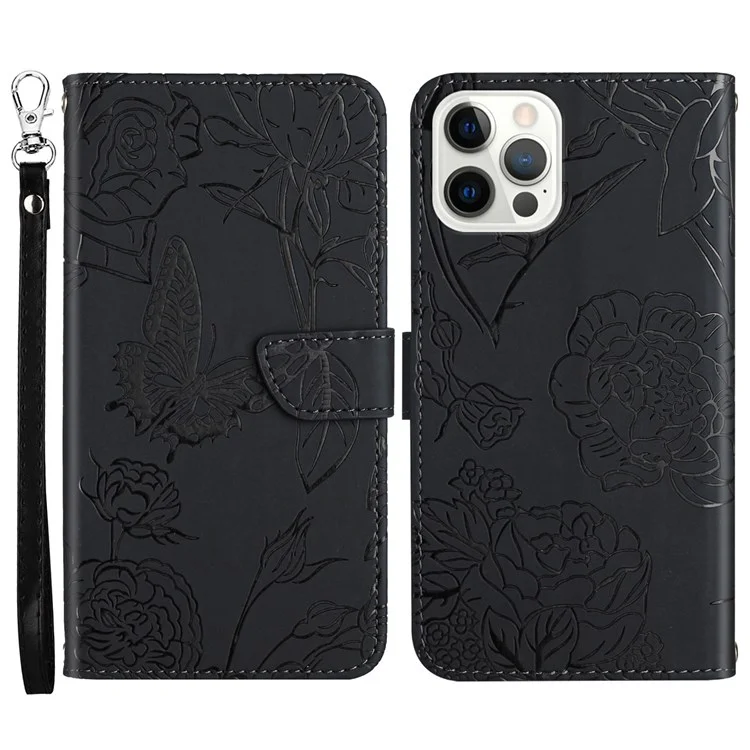 Brieftasche Ständer Schocksicheres Hülle Für Iphone 13 Pro 6,1 Zoll Hauttouch PU Leder Folio Flip-deck - Schwarz