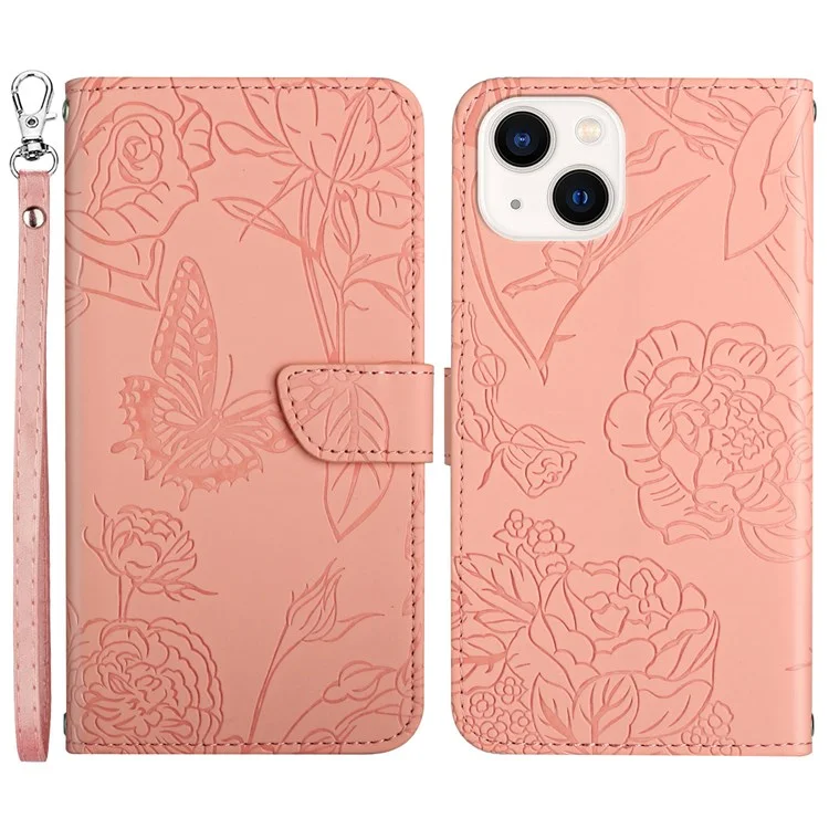 Soft Touch cu Leather Shockper Case Для Iphone 13 6,1-дюймовый Антипирный Кошелек. - Розовый