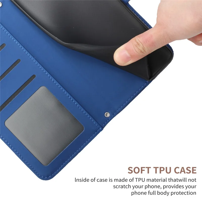 For iPhone XR 6.1 inch Skin-touch Feeling Leather Smartphone Case Butterfly Flower Pattern Imprinted Flip Wallet Phone Cover with Wrist Strap - Blue