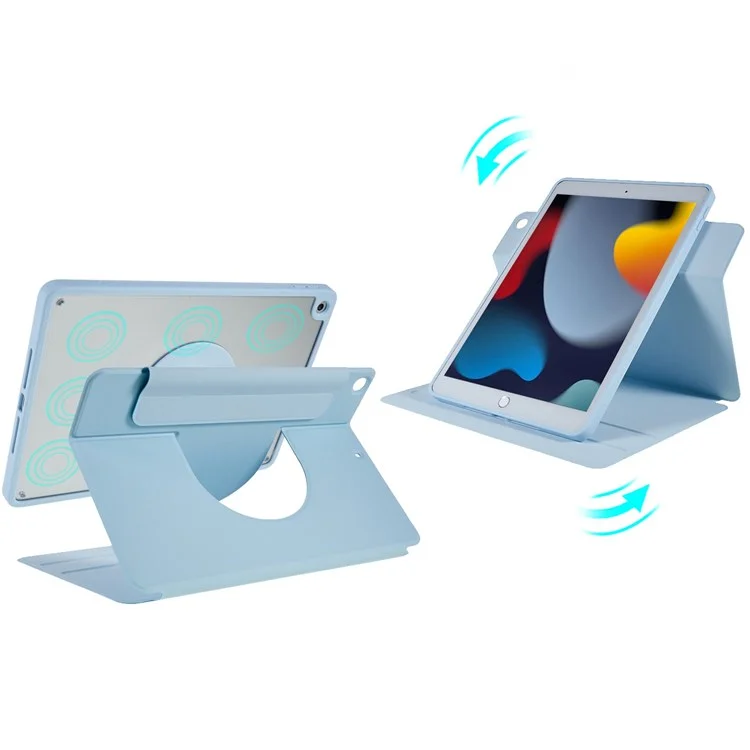 For iPad 10.2 (2021)/(2020)/(2019) Scratch Resistant Case 2 in 1 Detachable Skin-touch Tablet Stand Cover Support 360-degree Rotating - Sky Blue