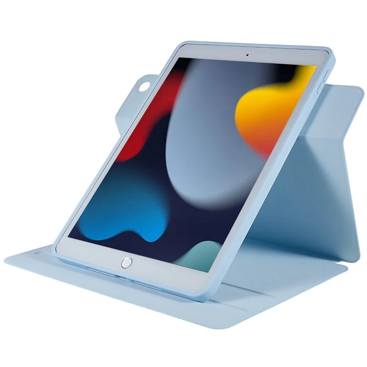 For iPad 10.2 (2021)/(2020)/(2019) Scratch Resistant Case 2 in 1 Detachable Skin-touch Tablet Stand Cover Support 360-degree Rotating - Sky Blue