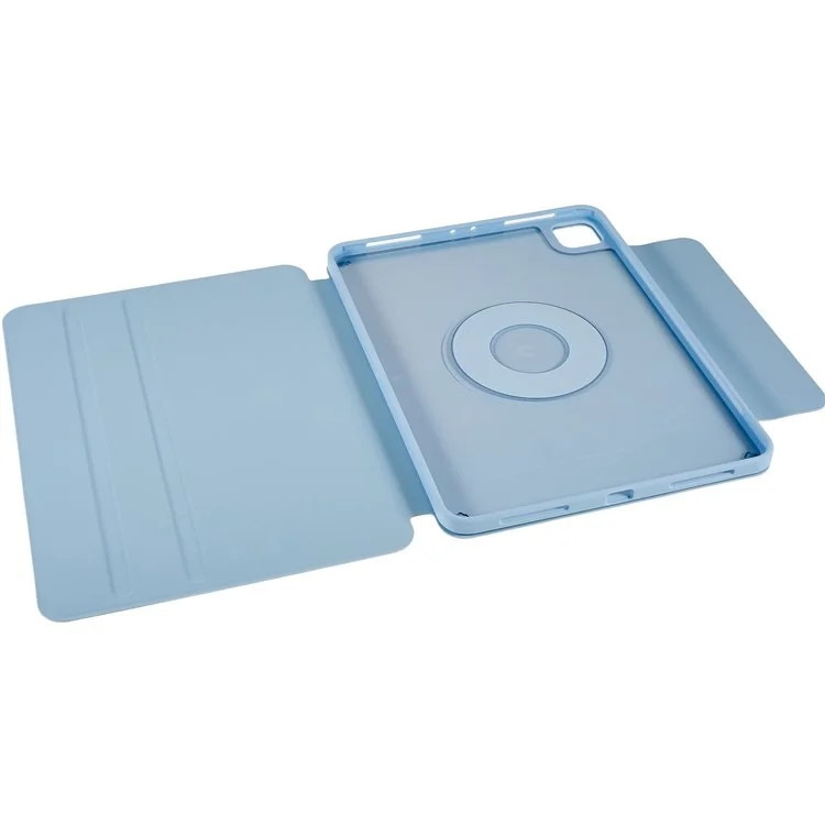 For iPad Pro 12.9 (2022) / (2021) / (2020) / (2018) Skin-touch Shockproof Case 360-degree Rotating 2 in 1 Detachable Tablet Cover with Stand - Sky Blue