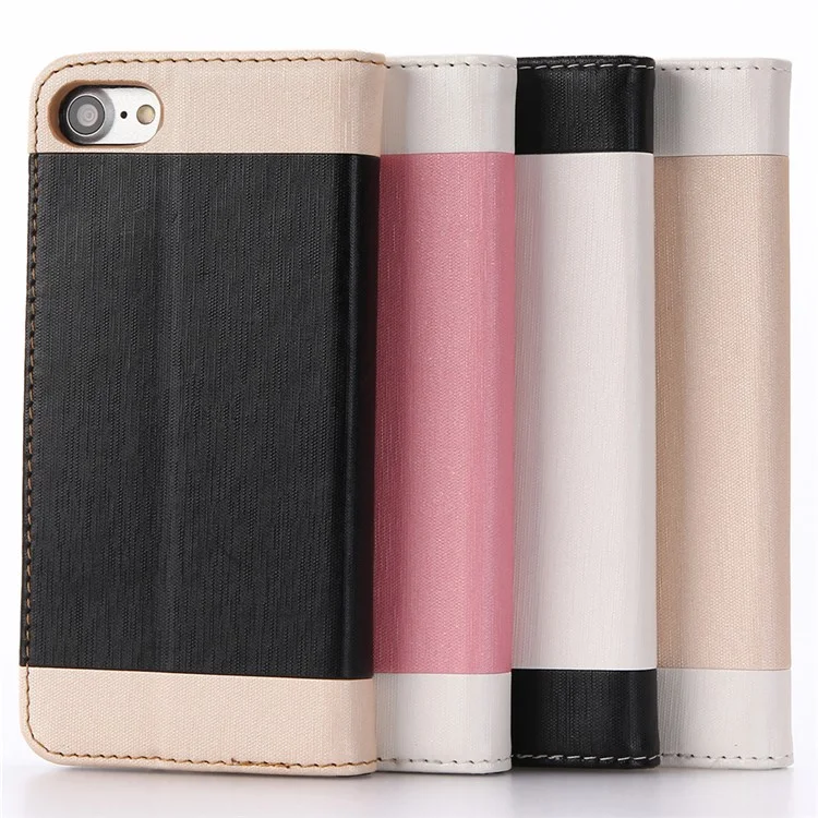 For iPhone 8 / 7 4.7 inch Silk Grain Magnetic Leather Wallet Stand Cover - White