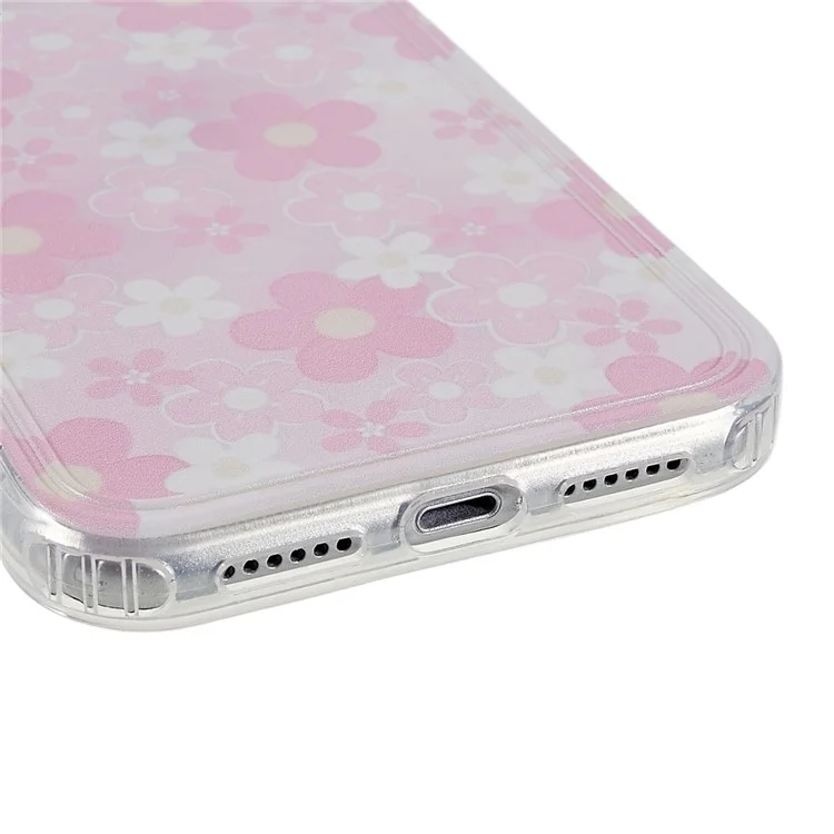 For iPhone 11 6.1 inch Anti-drop Pattern Printing TPU Back Case Straight Edge Precise Cutouts Cover Shell - Pink Flower