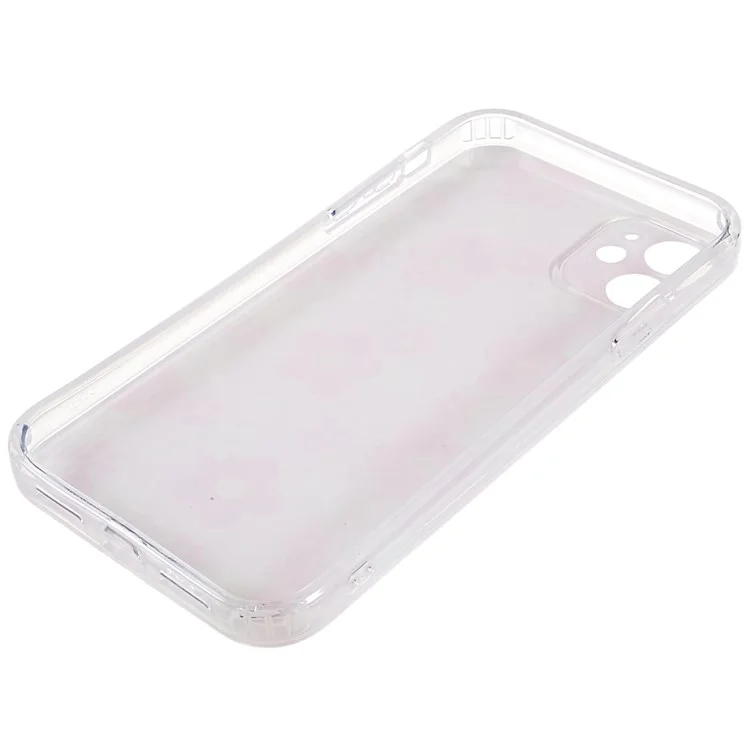 For iPhone 11 6.1 inch Anti-drop Pattern Printing TPU Back Case Straight Edge Precise Cutouts Cover Shell - Pink Flower