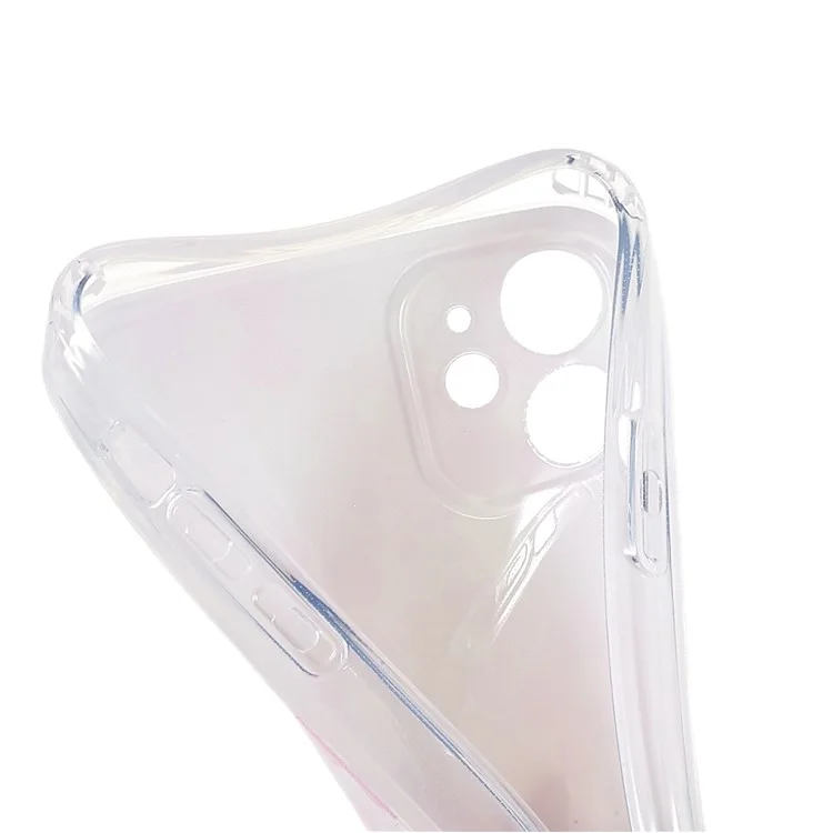 For iPhone 11 6.1 inch Anti-drop Pattern Printing TPU Back Case Straight Edge Precise Cutouts Cover Shell - Pink Flower