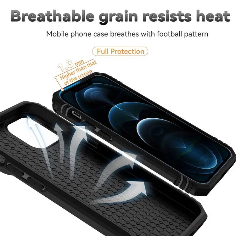 Pour iPhone 12/12 Pro 6.1 pouces Étui de téléphone à la mode Protection de l'objectif de la caméra Anneau de support Boîtier de téléphone hybride PC + TPU - Noir