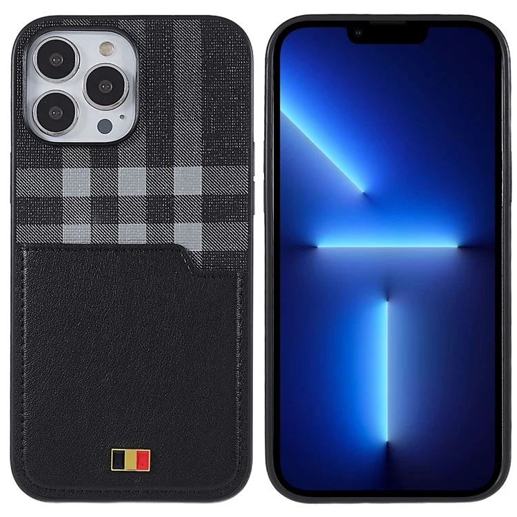 Наставник Для Iphone 13 Pro Max 6,7 Дюйма Защитный Корпус PC + TPU Hybrid Anti-fall Phone Shell с Держателем Карты Shockper Slim Phone Cover - Черный