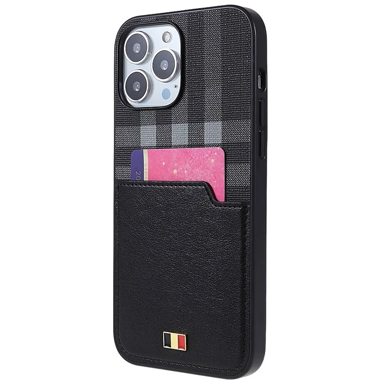 Наставник Для Iphone 13 Pro Max 6,7 Дюйма Защитный Корпус PC + TPU Hybrid Anti-fall Phone Shell с Держателем Карты Shockper Slim Phone Cover - Черный
