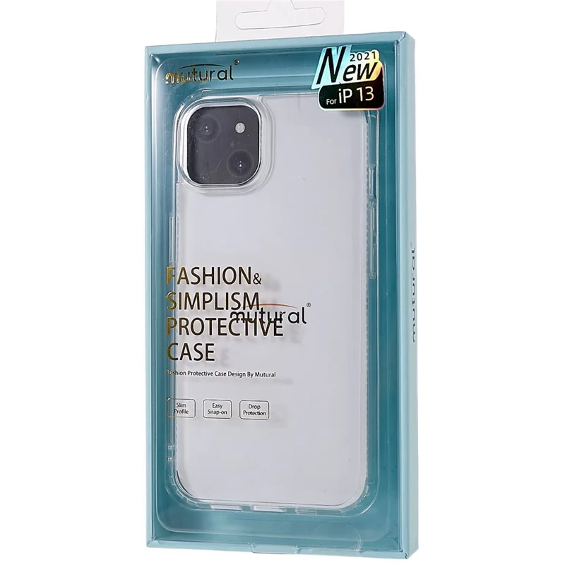 MUTURAL dla iPhone'a 13 6,1 cala Precyzyjne wycięcia Lekka Przezroczysta Obudowa z TPU+PC