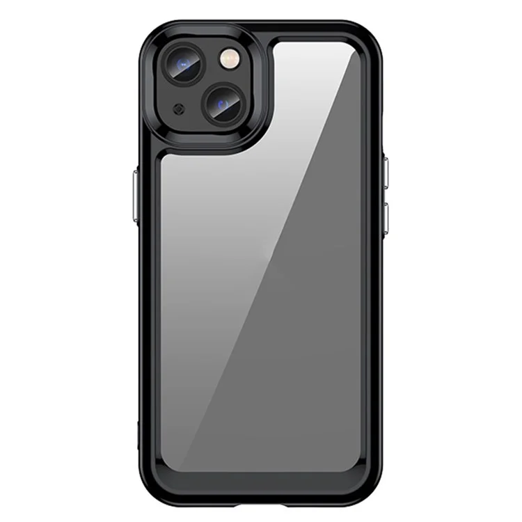 TPU + Acrylic Phone Case for iPhone 13 6.1 inch, Scratch-resistant Clear Cover with Independent PC Buttons - Black