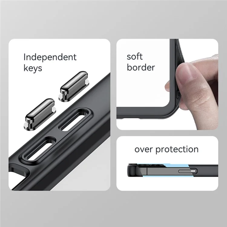 TPU + Acrylic Phone Case for iPhone 13 6.1 inch, Scratch-resistant Clear Cover with Independent PC Buttons - Black