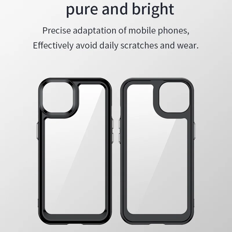 TPU + Acrylic Phone Case for iPhone 13 6.1 inch, Scratch-resistant Clear Cover with Independent PC Buttons - Transparent