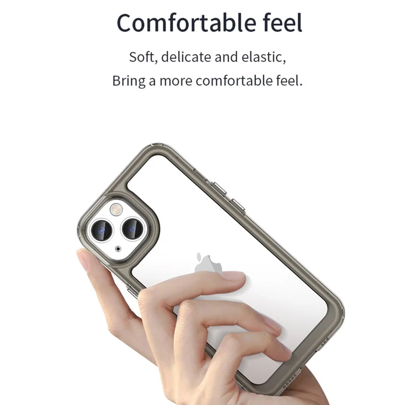 TPU + Acrylic Phone Case for iPhone 13 6.1 inch, Scratch-resistant Clear Cover with Independent PC Buttons - Transparent