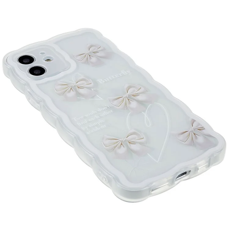 Per iPhone 12 6.1 pollici Pattern Printing Soft TPU Case Design Precisi Tagli Anti-Graffio Bordo Ondulato Protective Back Cover - Multipli Fiocchi