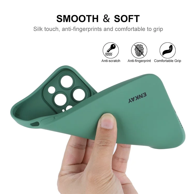 Enkay Hat Prince Liquid Silicone Phone Case Для Iphone 13 Pro 6,1 Дюйма, Точная Защитная Защита Камеры Камеры Защиты от Камеры - Зеленый