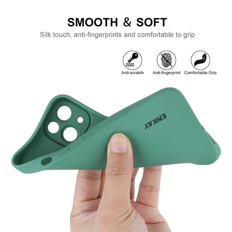Enkay Hat Prince Para Iphone 13 6,1 Polegadas Anti-drop Liquid Silicone Case Precise Cretout Camera Protection Soft Tone - Verde