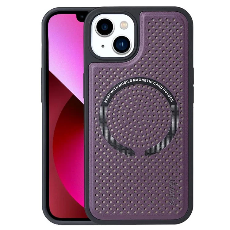 X-lege Magic Magnets II Série de Dissipação de Calor Capa Para Iphone 13 6,1 Polegadas Compatível Com Carregamento Sem Fio Magsafe, PC Hard PC Soft TPU Grippy Protetor Shell - Vinho Vermelho