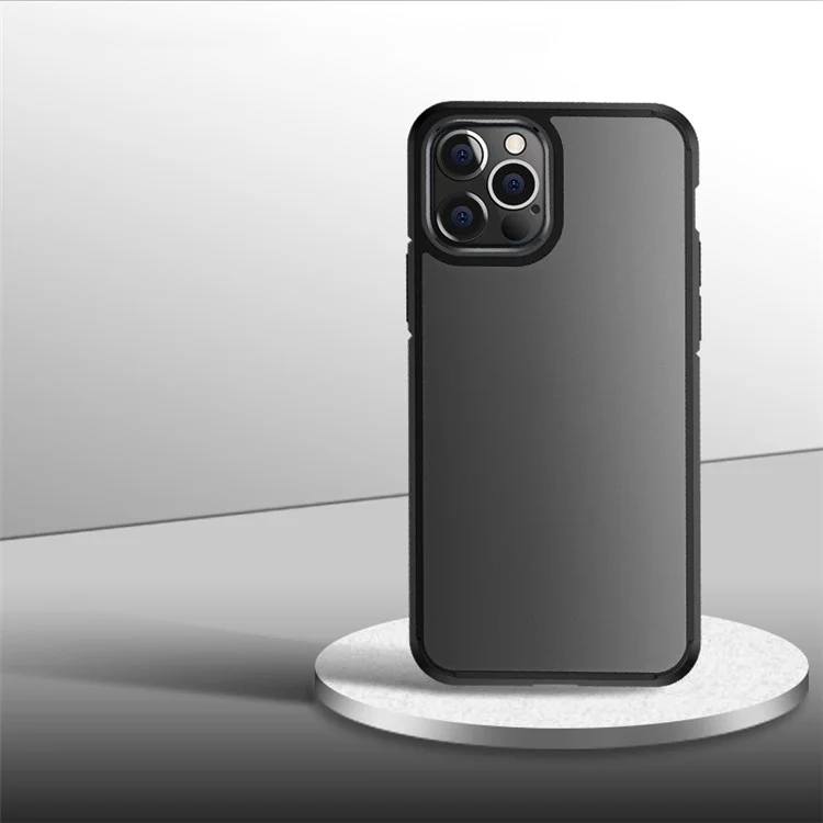 Serie Mate Transparente de Nivel x Para Iphone 12/12 Pro 6.1 Pulgadas Case de Teléfono Soft TPU Bayer Hard PC Anti-Fingerprint - Negro