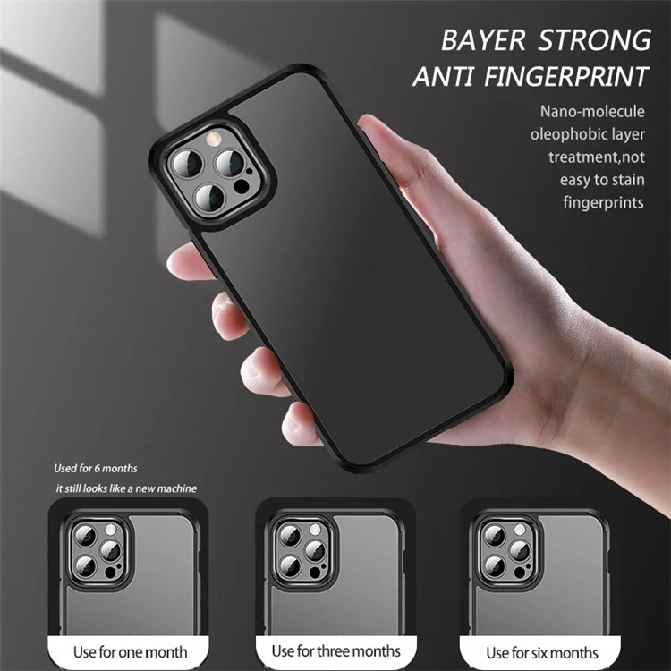 Série Mate Transparente de Niveau x Pour Iphone 12/12 Pro 6.1 Pouces Case de Téléphone Soft TPU Bayer Hard PC Anti-Fingerprint Back Cover - le Noir