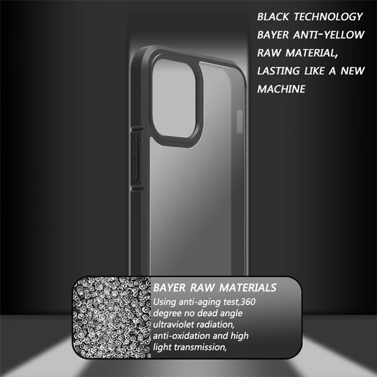 Série Matte Clear de Nível x Para Iphone 12/12 Pro 6,1 Polegadas Capa de Telefone Soft TPU Bayer Hard PC Antifingerprint Topa Traseira - Preto