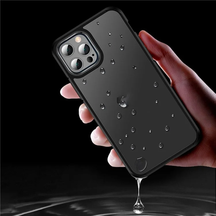 Serie Mate Transparente de Nivel x Para Iphone 12/12 Pro 6.1 Pulgadas Case de Teléfono Soft TPU Bayer Hard PC Anti-Fingerprint - Negro