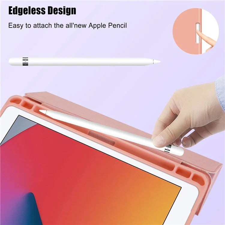 For iPad 10.2 (2019)/(2020) Marble Pattern Tri-fold Stand PU Leather Tablet Case with Auto Wake/Sleep and Pen Slot