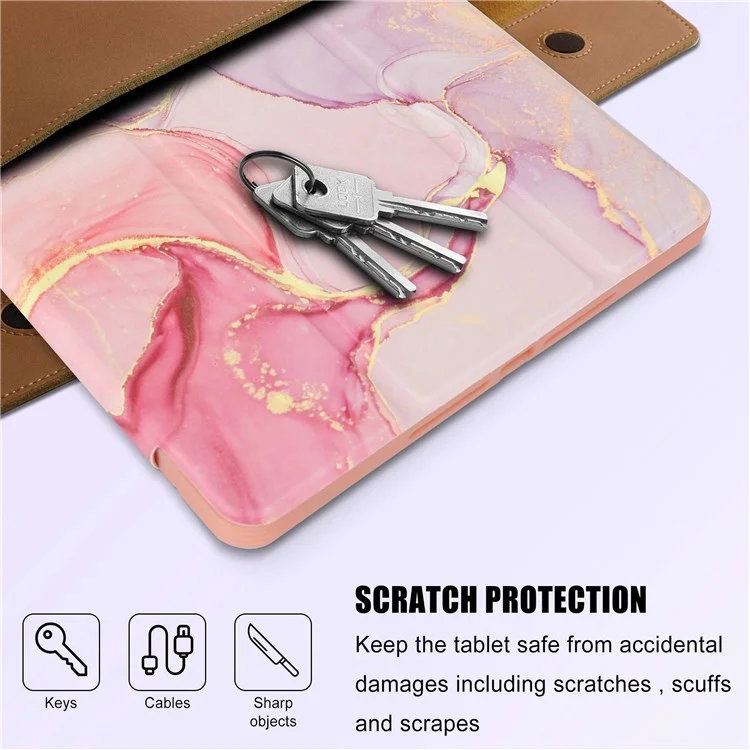 For iPad 10.2 (2019)/(2020) Marble Pattern Tri-fold Stand PU Leather Tablet Case with Auto Wake/Sleep and Pen Slot