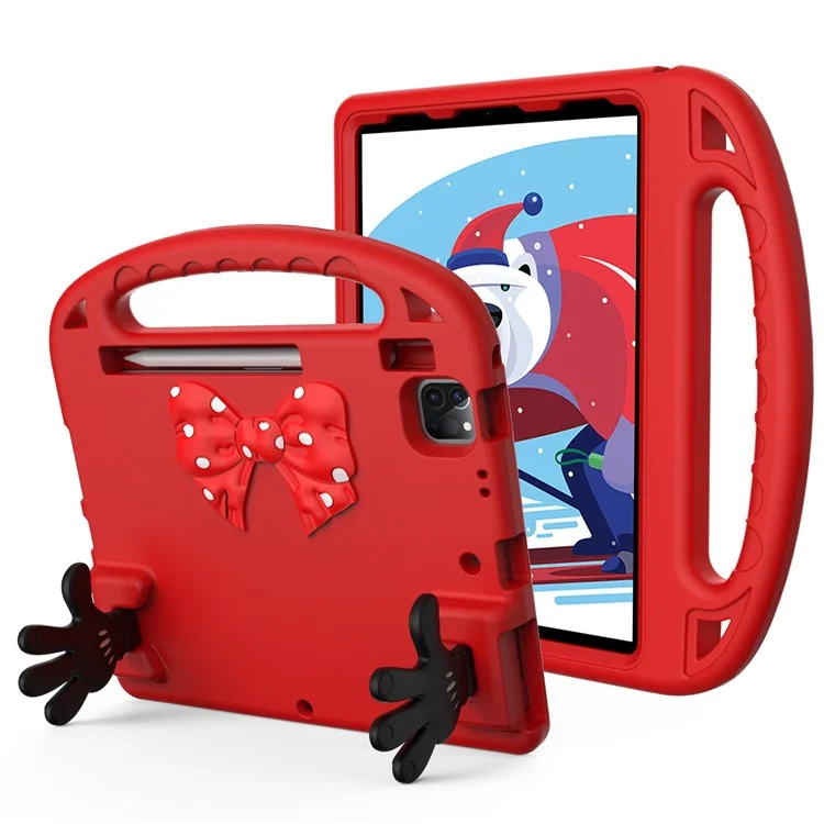 Para IPad Air (2022)/(2020)/iPad Pro 11 Pulgadas (2021)/(2020)/(2018) Mini Palm Shape Kickstand Hand Hand Apreta EVA Case De La Tableta Impermeable Con Ranura Para Lápiz - Rojo