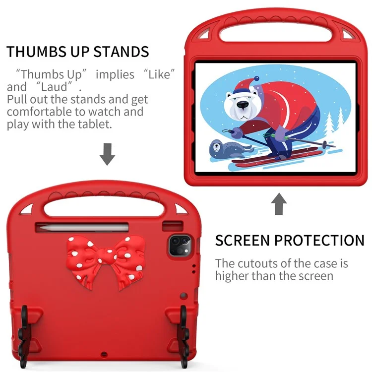 Para IPad Air (2022)/(2020)/iPad Pro 11 Pulgadas (2021)/(2020)/(2018) Mini Palm Shape Kickstand Hand Hand Apreta EVA Case De La Tableta Impermeable Con Ranura Para Lápiz - Rojo