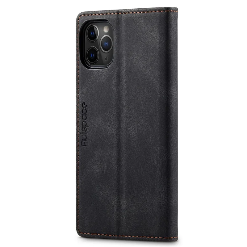 AUTSPACE A01 Series for iPhone 11 Pro Max 6.5 inch PU Leather Case RFID Blocking Wallet Stand Flip Cover - Black