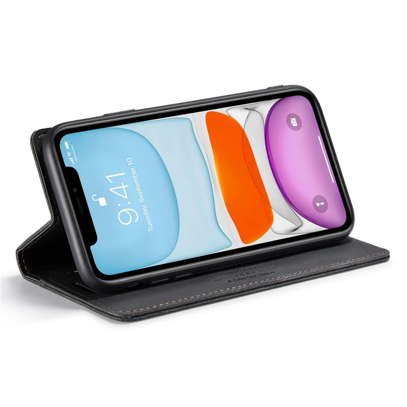 AUTSPACE A01 Series for iPhone 11 Pro Max 6.5 inch PU Leather Case RFID Blocking Wallet Stand Flip Cover - Black