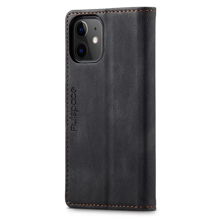Serie Autspace A01 Per Iphone 12/12 Pro 6,1 Pollici in Pelle PU Custodia Bloccante RFID Blocchet Frip Coperchio - Nero