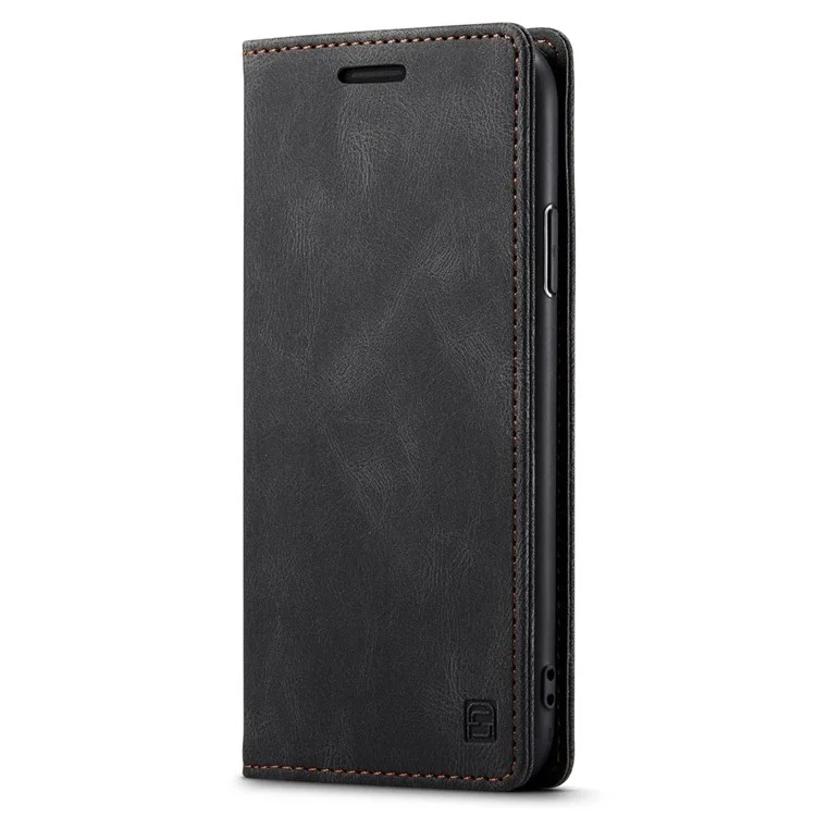 AUTSPACE Serie A01 para iPhone XR de 6.1 pulgadas, funda de piel sintética PU con bloqueo RFID, cartera, soporte y tapa plegable - Negro