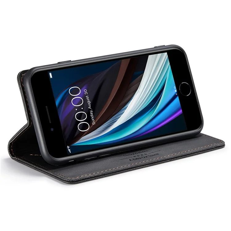 AUTSPACE A01 Série pour iPhone 6/7/8/SE (2020)/SE (2022) Étui en cuir PU RFID Blocage Portefeuille Flip Stand Cover - Noir