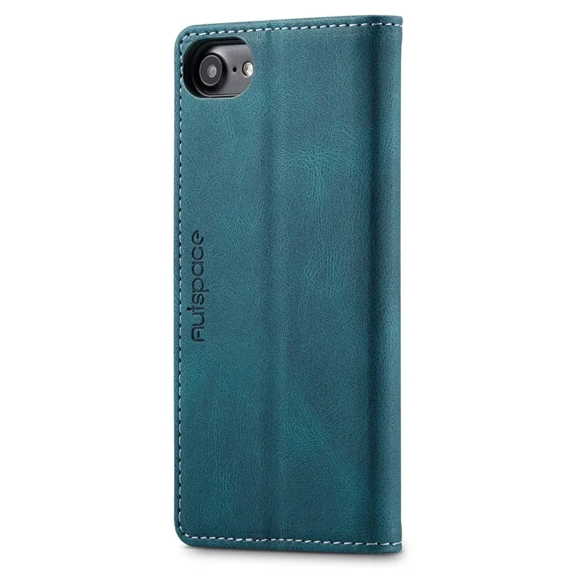 AUTSPACE A01 Series for iPhone 6/7/8/SE (2020)/SE (2022) PU Leather Case RFID Blocking Wallet Flip Stand Cover - Blue