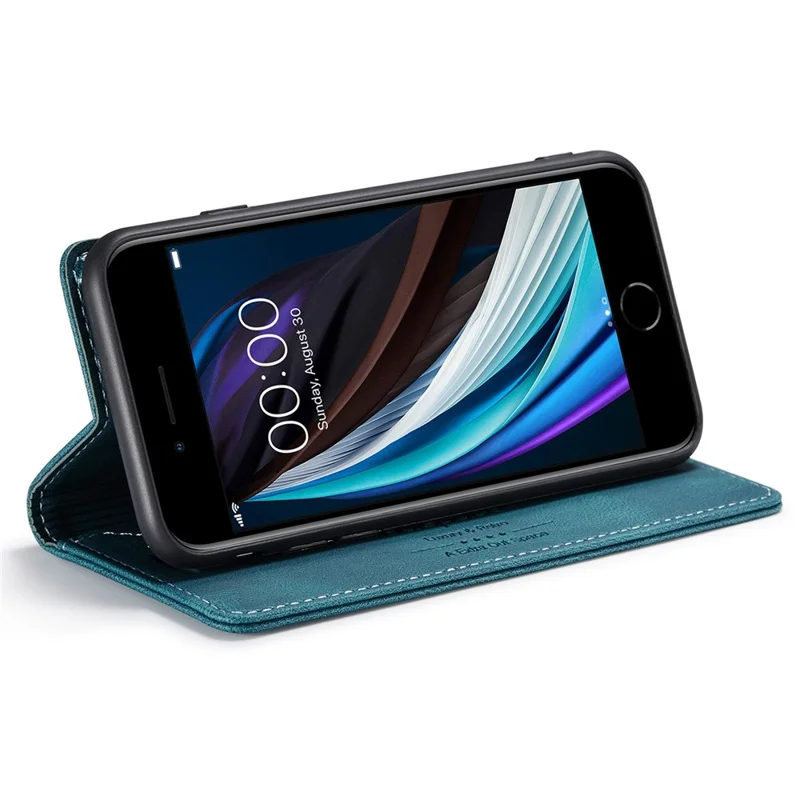 AUTSPACE A01 Series for iPhone 6/7/8/SE (2020)/SE (2022) PU Leather Case RFID Blocking Wallet Flip Stand Cover - Blue