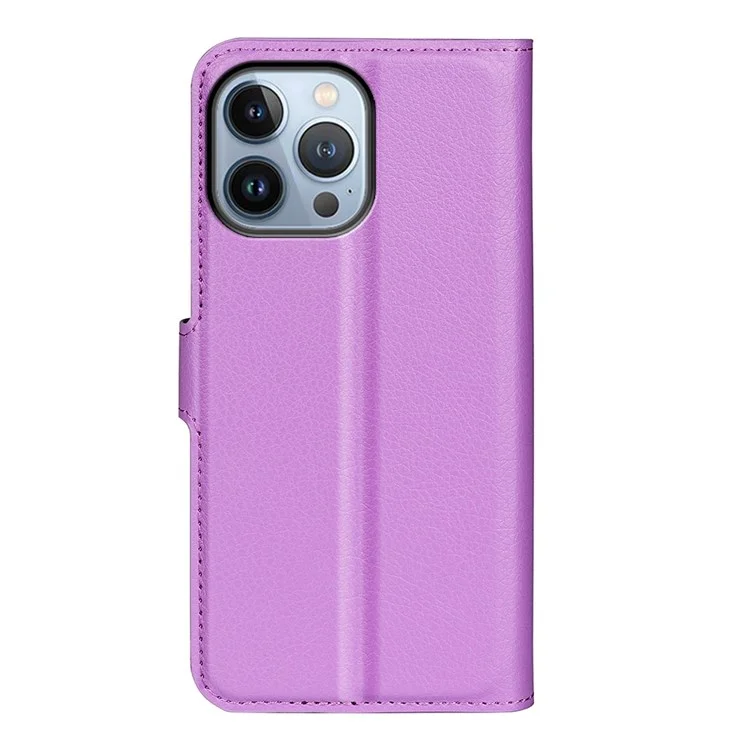 Für IPhone 14 Pro Max 6,7 Zoll Litchi Textur PU Lederabdeckung Allround-Schutzständer Magnetic Flip Wallet Hülle - Lila