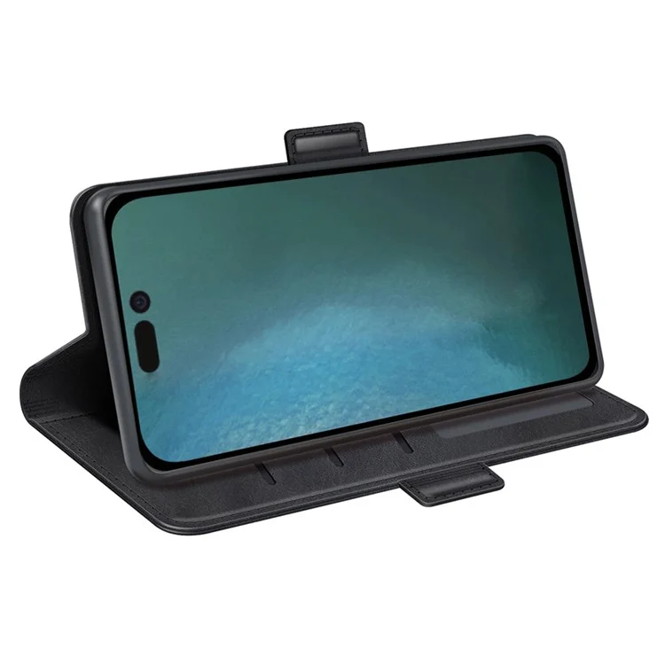 Pour Iphone 14 Pro Max 6,7 Pouces Coupe de Portefeuille en Cuir PU Texture - le Noir