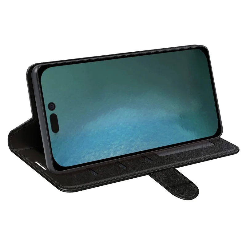 Para Iphone 14 6,1 Polegadas Bem Protegidas Crazy Horse Texture Leather Folio Stand Stand Gallet Magnetic Flip Anti-fall Tampa - Preto