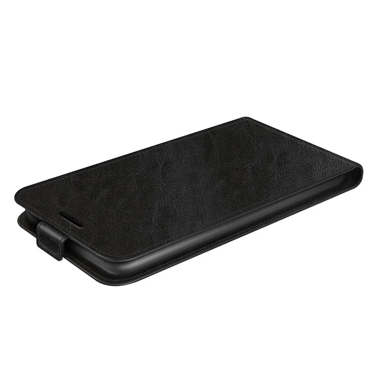 Para IPhone 14 De 6,1 Polegadas, Capa Vertical À Prova De Choques De Choques De Choques Loucos Textura PU Couro De Couro Com Suporte De Cartão - Preto