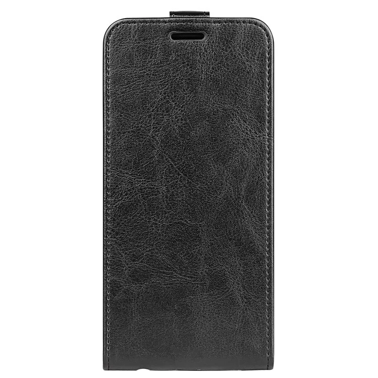 Para IPhone 14 De 6,1 Polegadas, Capa Vertical À Prova De Choques De Choques De Choques Loucos Textura PU Couro De Couro Com Suporte De Cartão - Preto