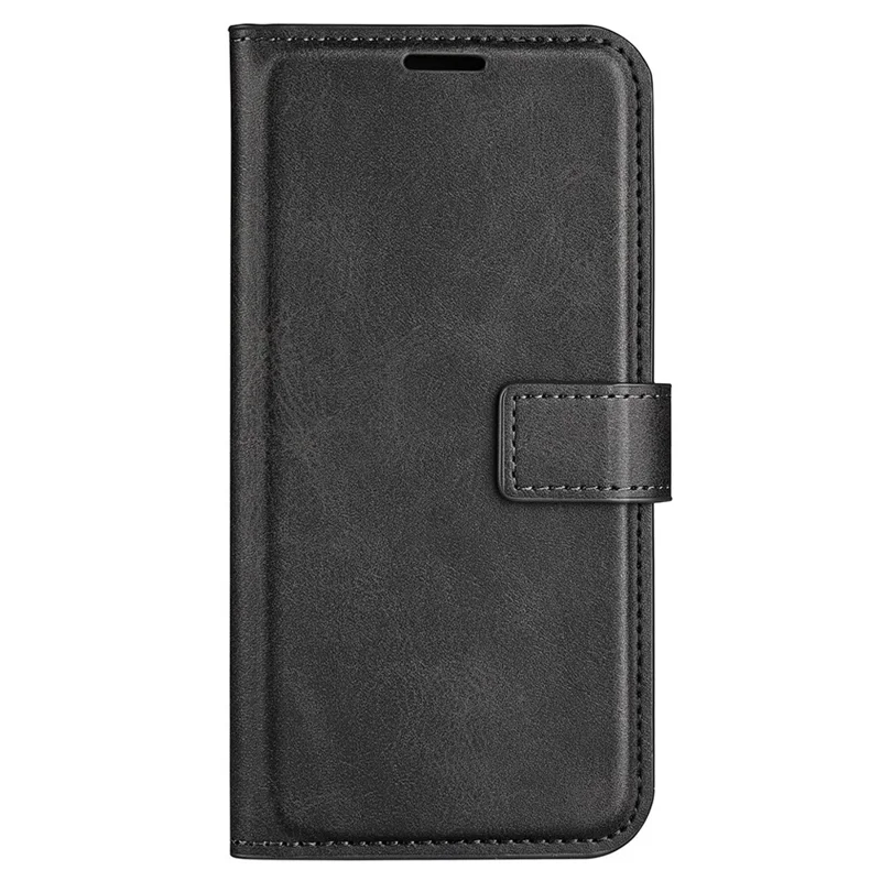 For iPhone 14 Plus 6.7 inch Textured PU Leather Side Magnetic Closure Phone Case Wallet Stand Shell - Black